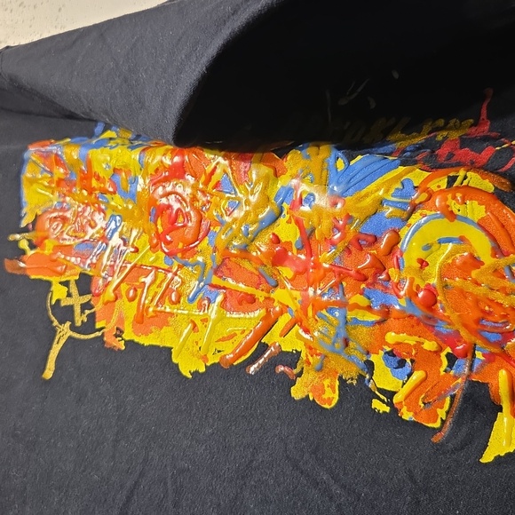 Relaxed Fit Black Tee w/ Splatter Paint Graphics (XL) - Picture 4 of 4